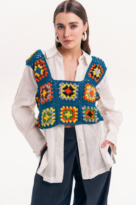 Hand Embroidery Crochet Crop Top