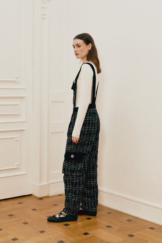 Bouclé Tweed Cargo Overalls_ Limited Edition