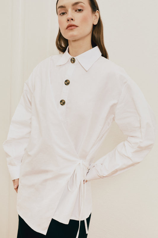 White Oxfort Straight Collar Shirt