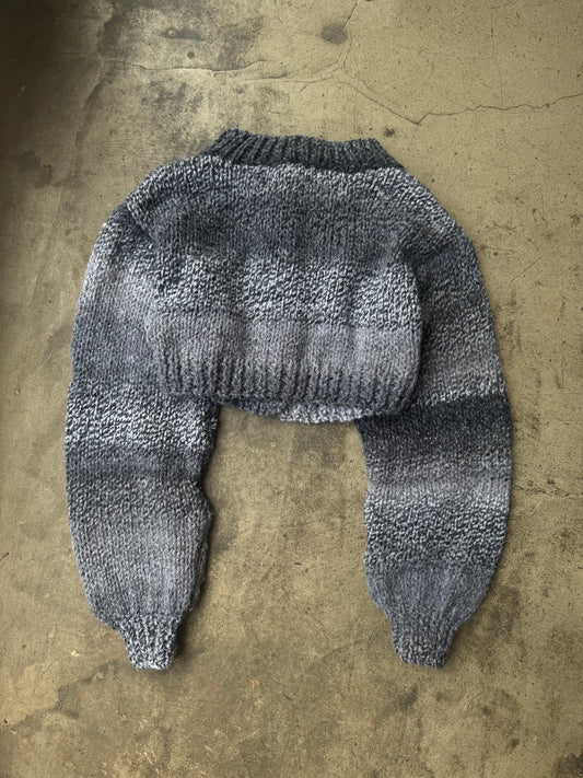 Hand-Knitted Cropped Sweater in grey