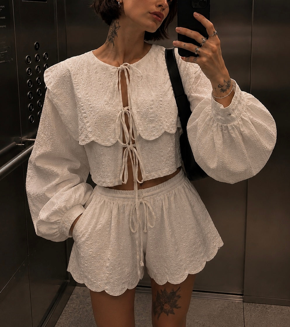 Sailor cloudy Cropped Shirt