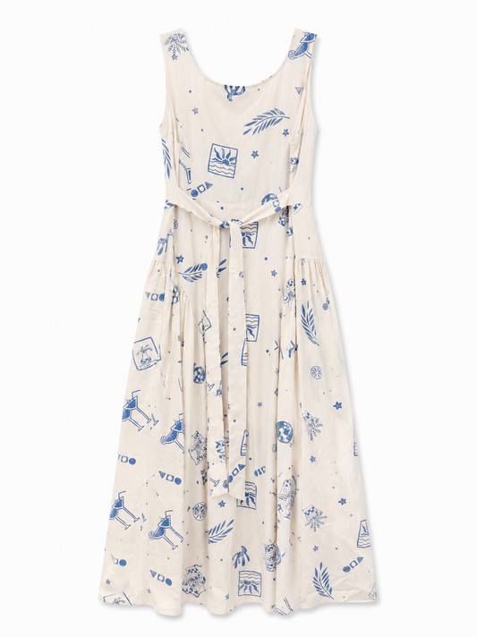 Azure sketch linen dress