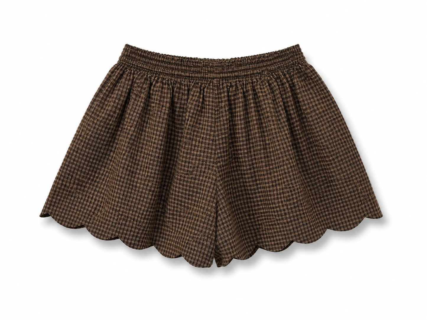 Scalloped check shorts