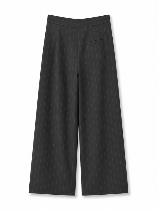 Pinstripe Crossover Pants in Grey