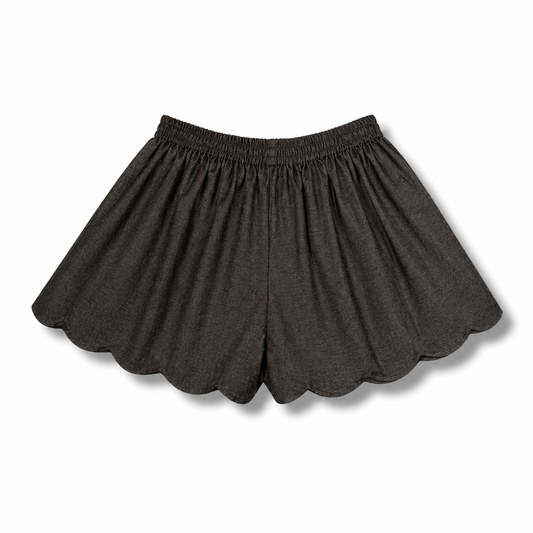 Scalloped denim shorts