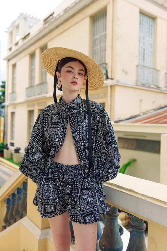 Black and white patterned cotton set