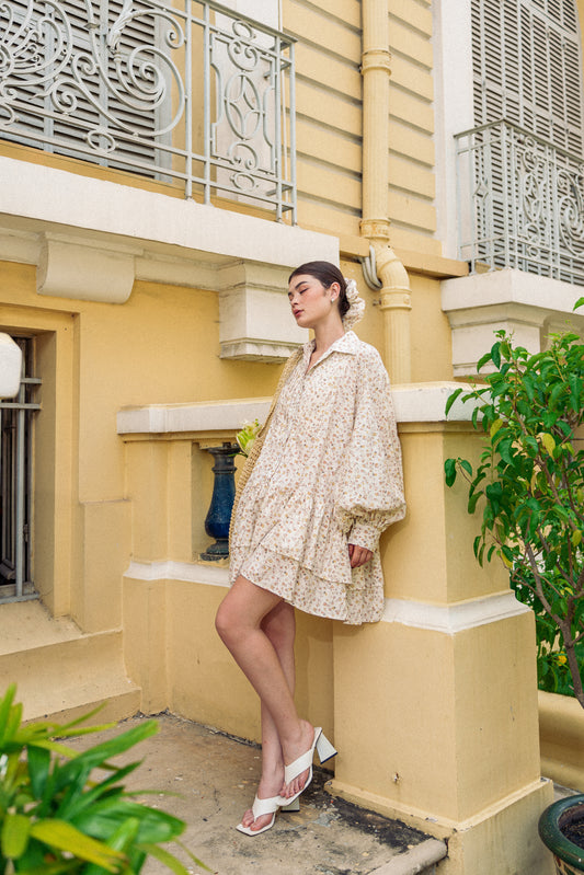 Floral Ruffles Mini Shirtdress