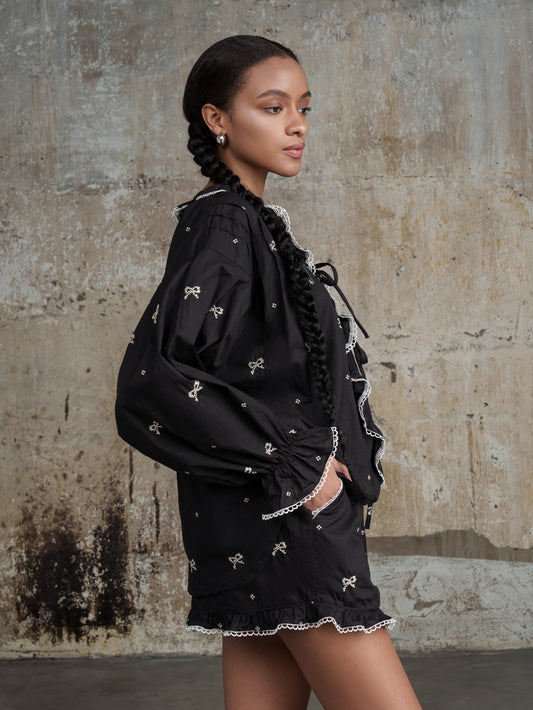 Ruffle Black Set with mini bows