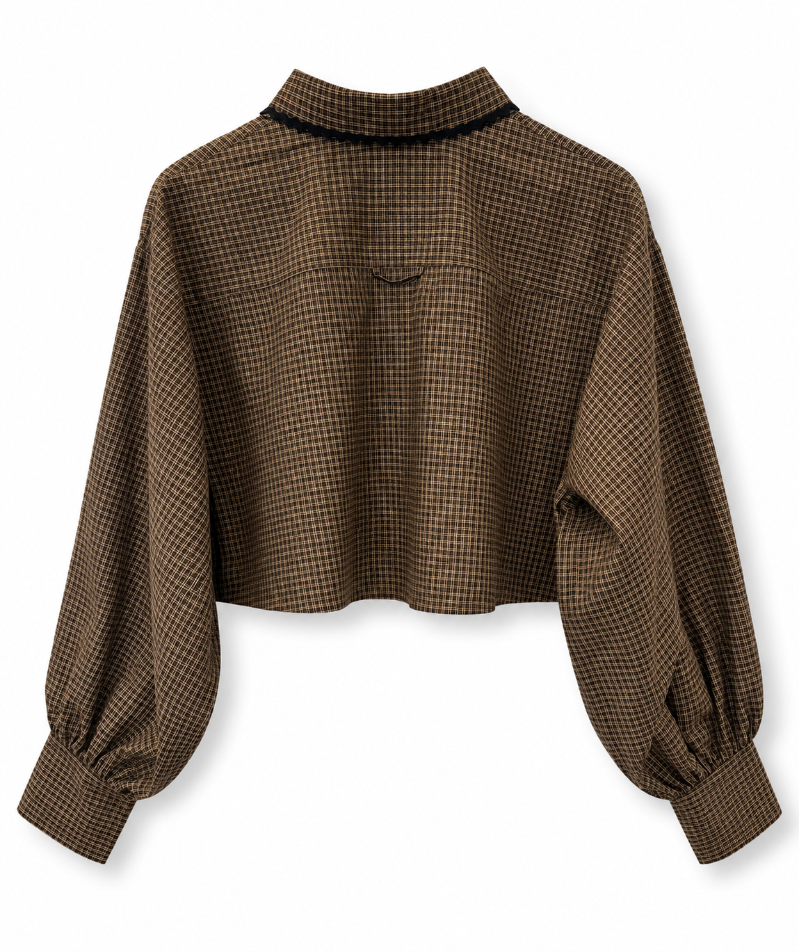 Cropped Brown Check Shirt