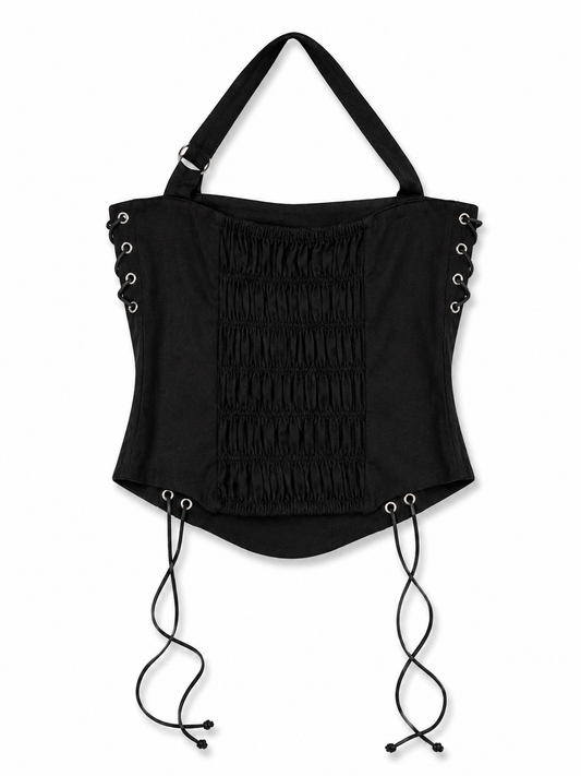 Linen Bustier Top in black