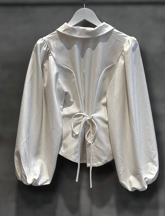 Peter collar White Brocade Top