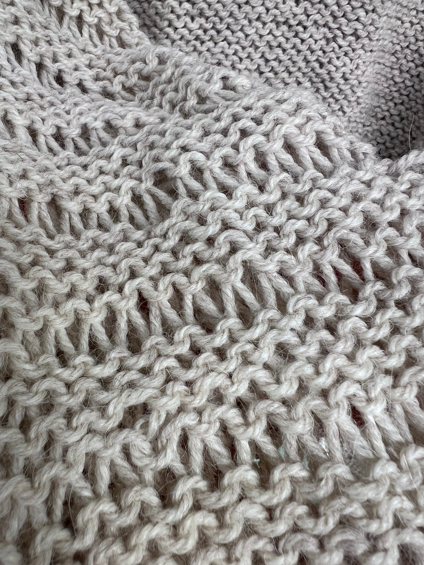 Hand-Knitted Buttoned Sweater in beige