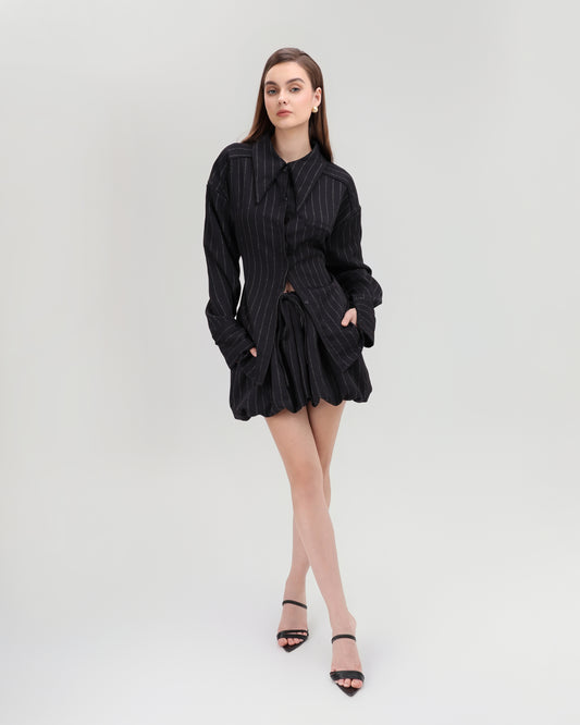 Pinstripe Wide-Shoulder Shirt