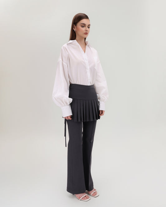 Charcoal Pleated Wrap Skirt