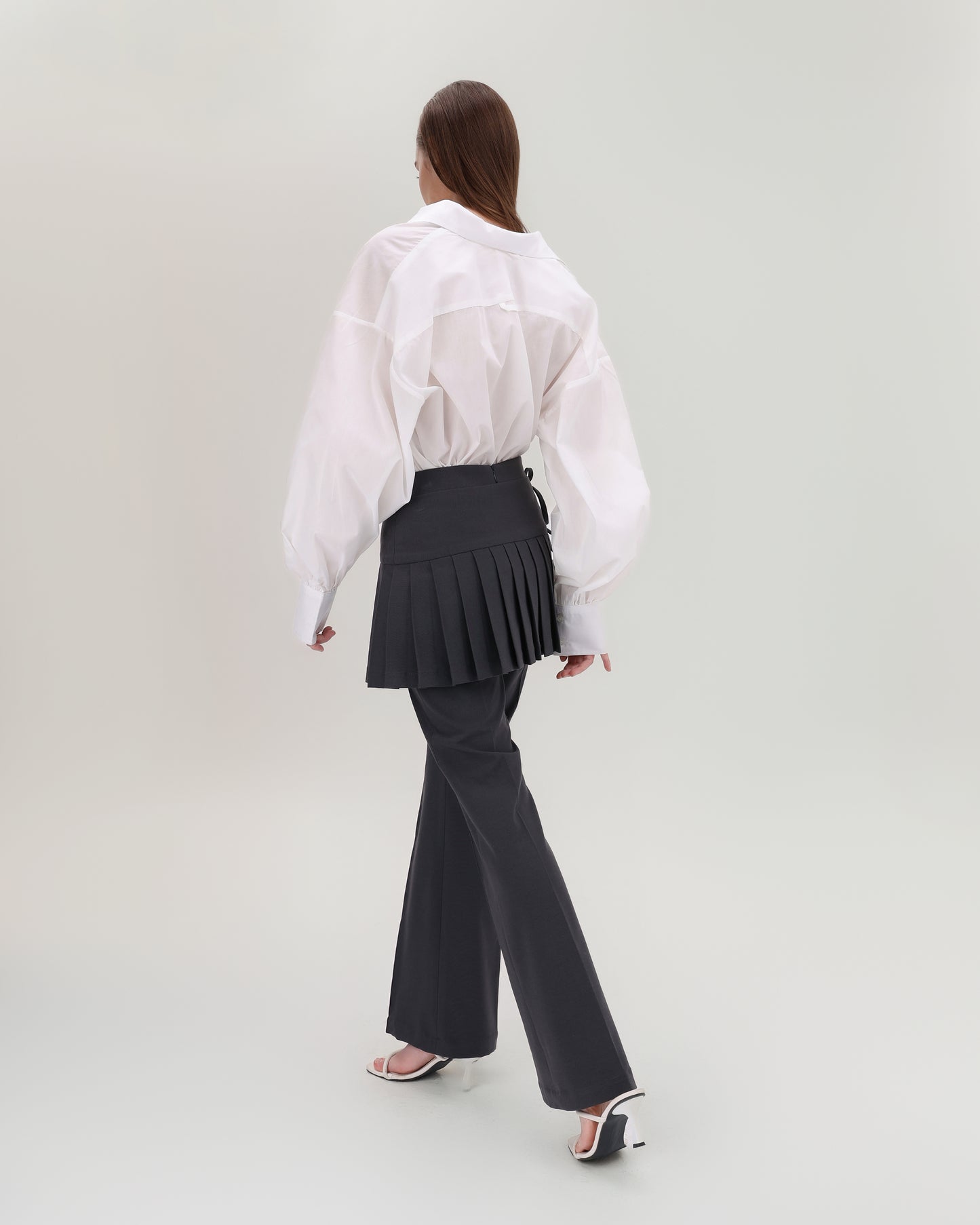 Charcoal Pleated Wrap Skirt