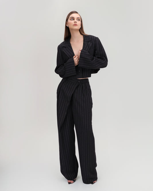 Pinstripe Cropped Blazer