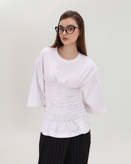 White Smocked Cotton Top