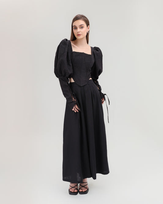 Structured Elegance Corset Top – Black