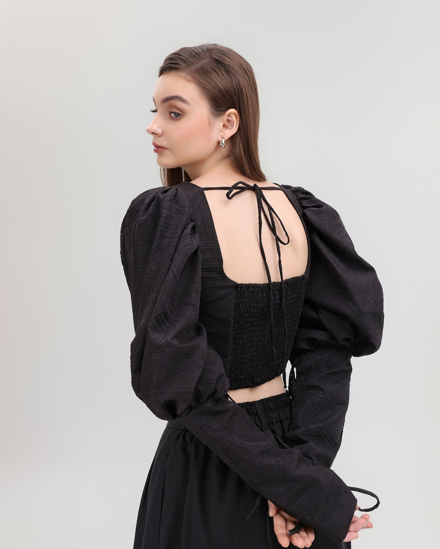 Structured Elegance Corset Top – Black Brocade