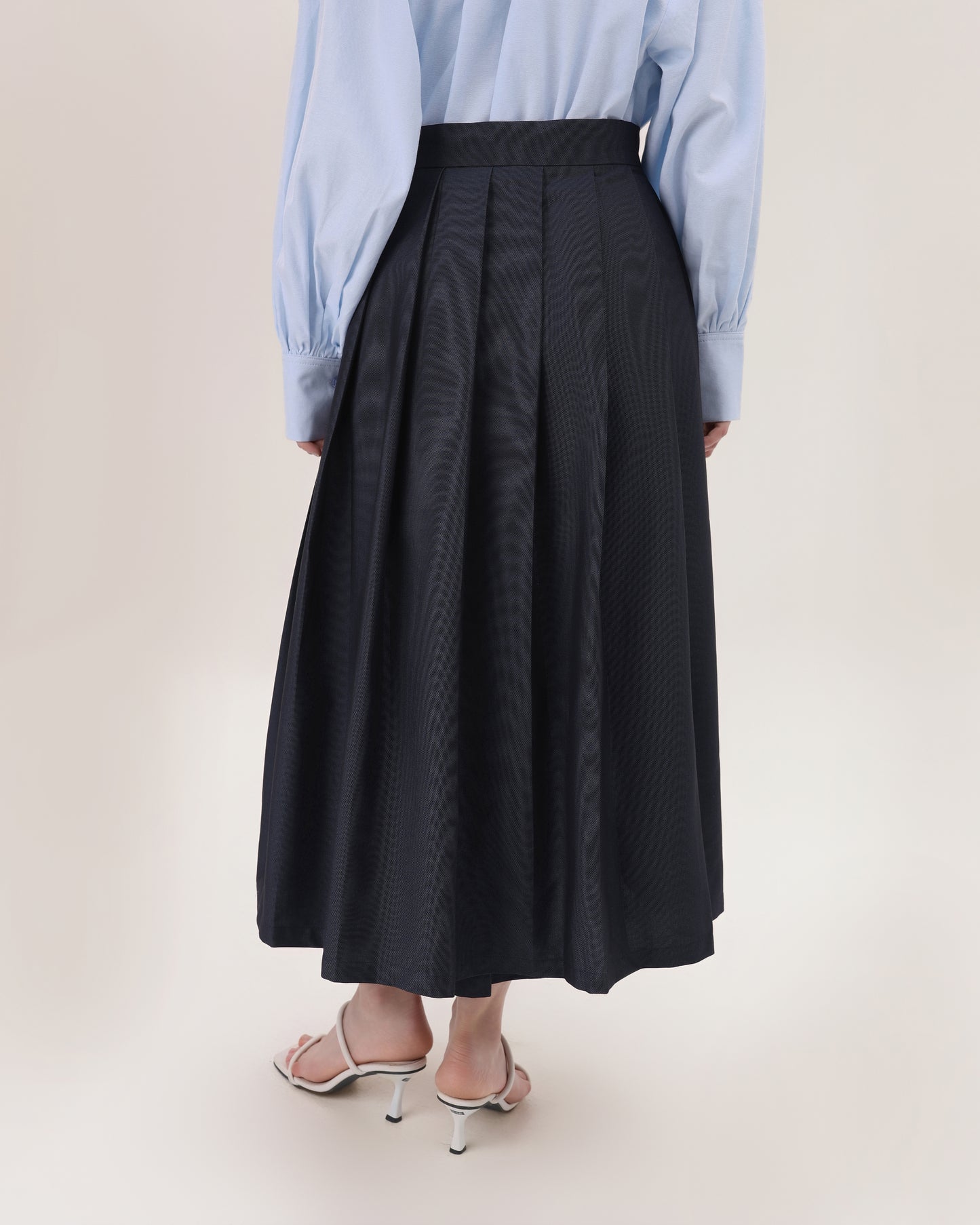 Wrap Pleated Skirt in navy