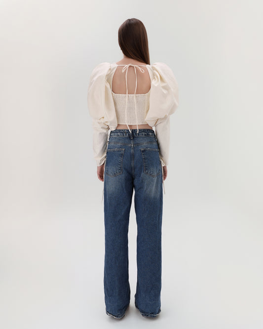 Structured Elegance Corset Top – Ivory