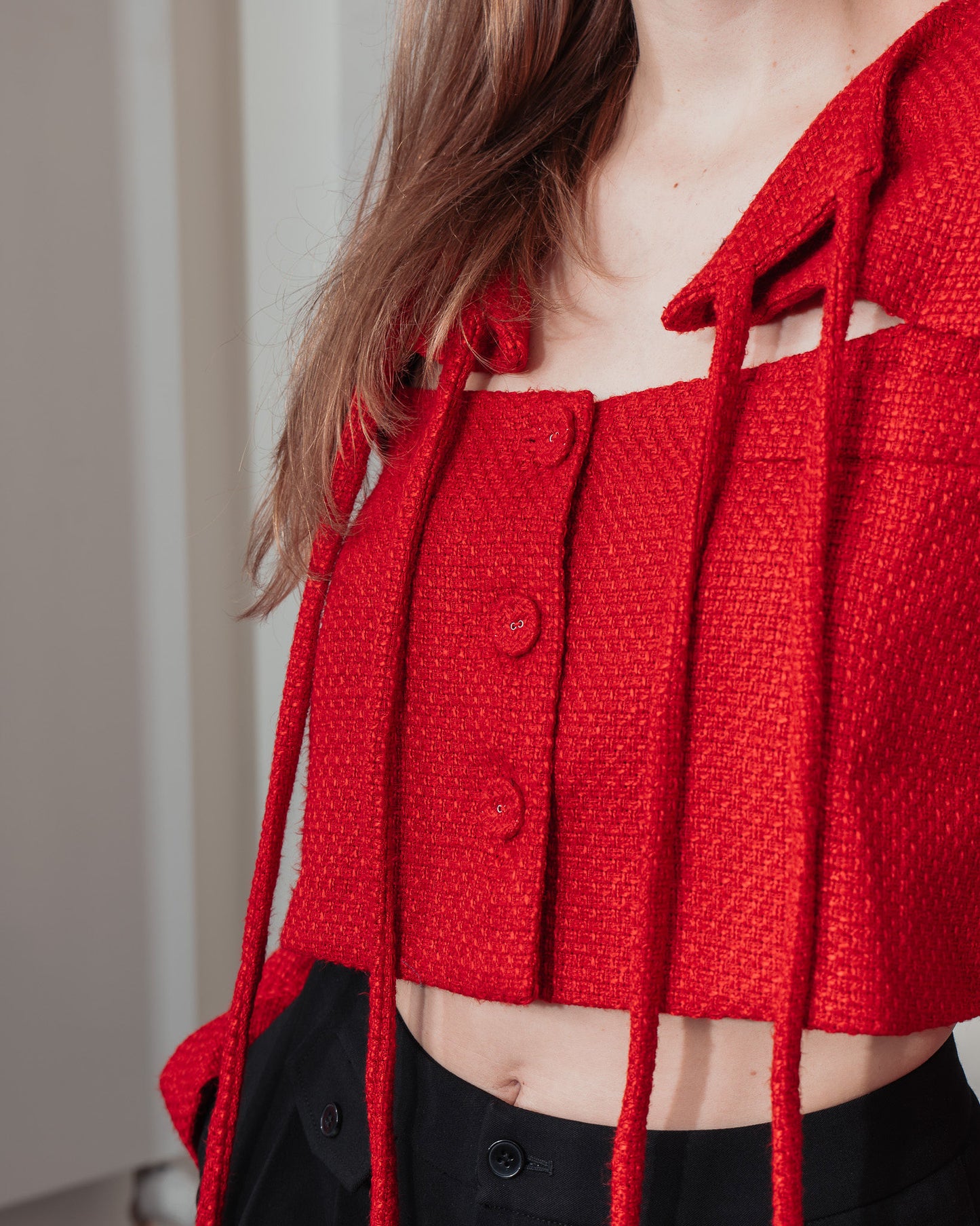 Red tweed Cut-Out Blazer