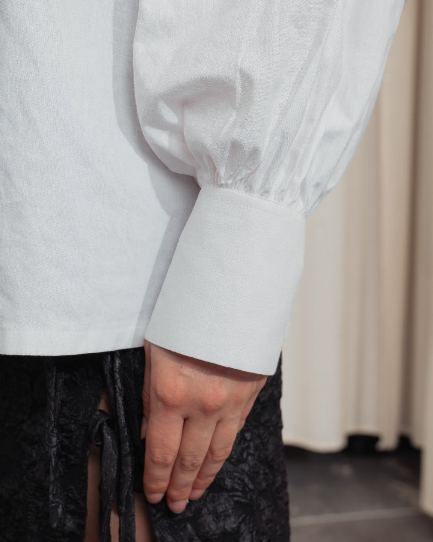 Long collar linen shirt