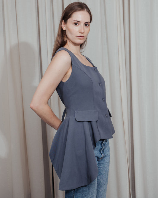 Asymmetric Grey Vest Top