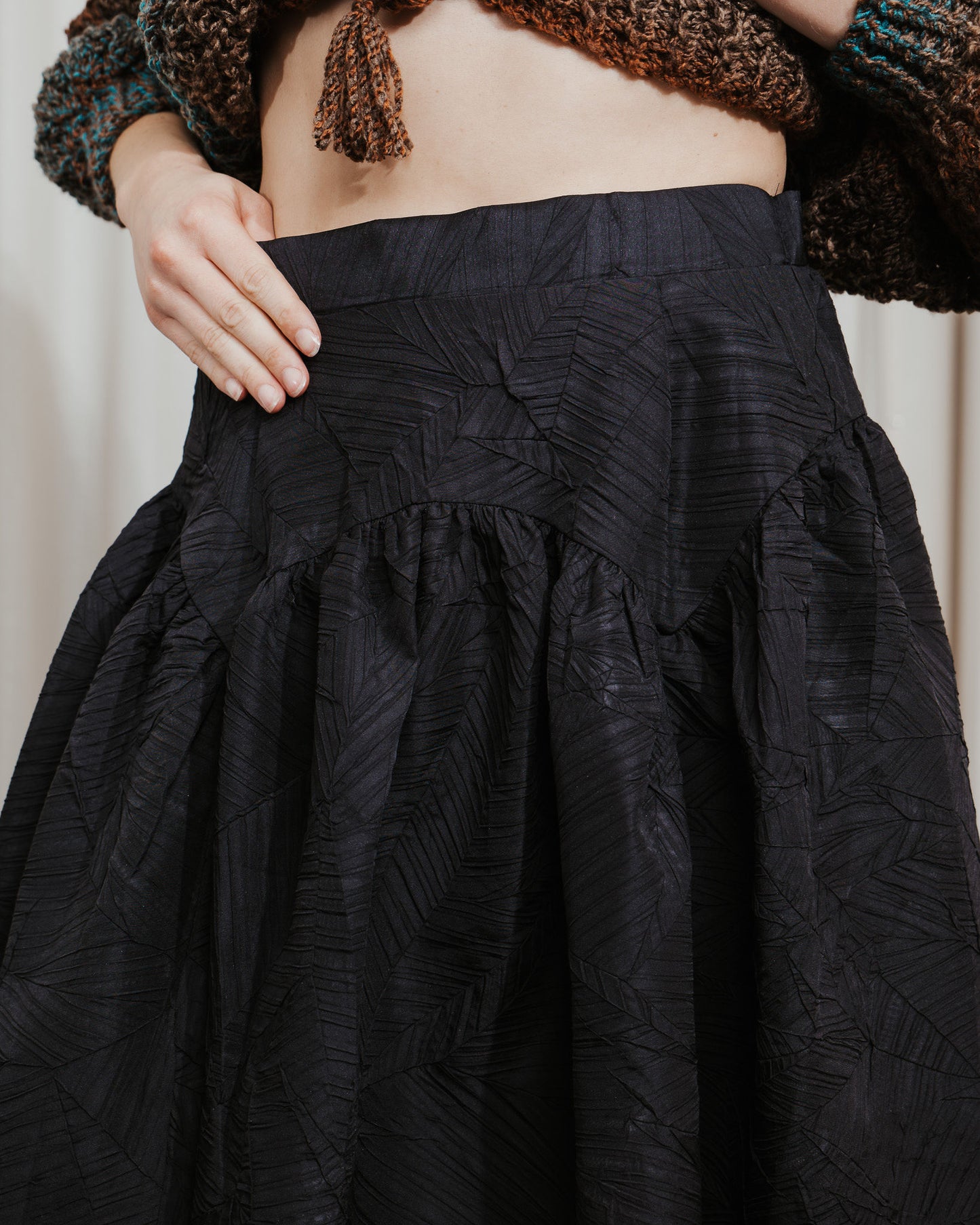 Textured A-line Skirt in black