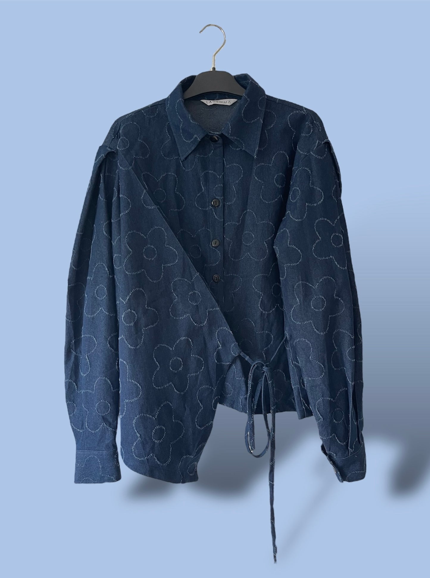 Oversized Asymmetrical hem denim shirt