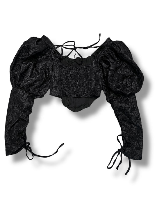 Structured Elegance Corset Top – Black Brocade