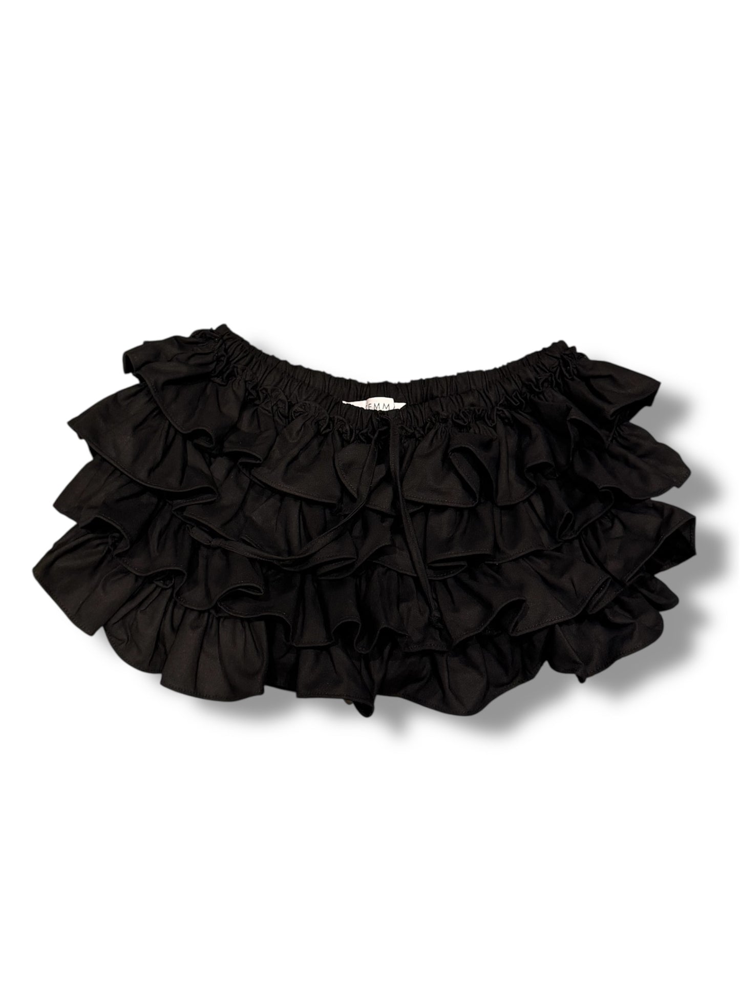 Ruffles Shorts in black linen