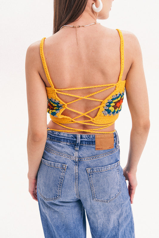 Hand Embroidery Crochet Crop Top