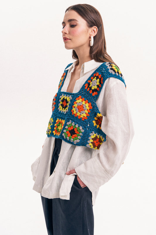 Hand Embroidery Crochet Crop Top