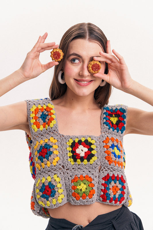 Hand Embroidery Crochet Crop Top