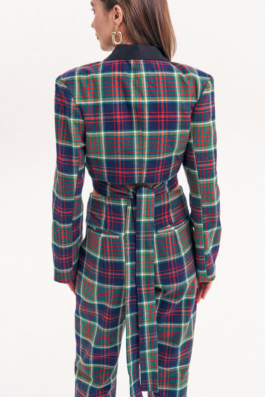 Wrap Checked Blazer