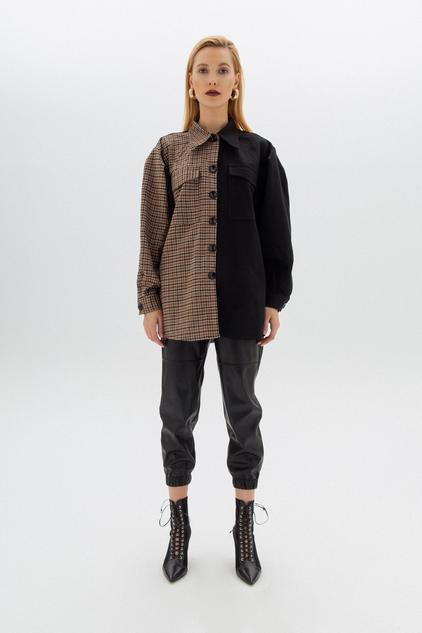 Two tone Checked-Black OverShirt