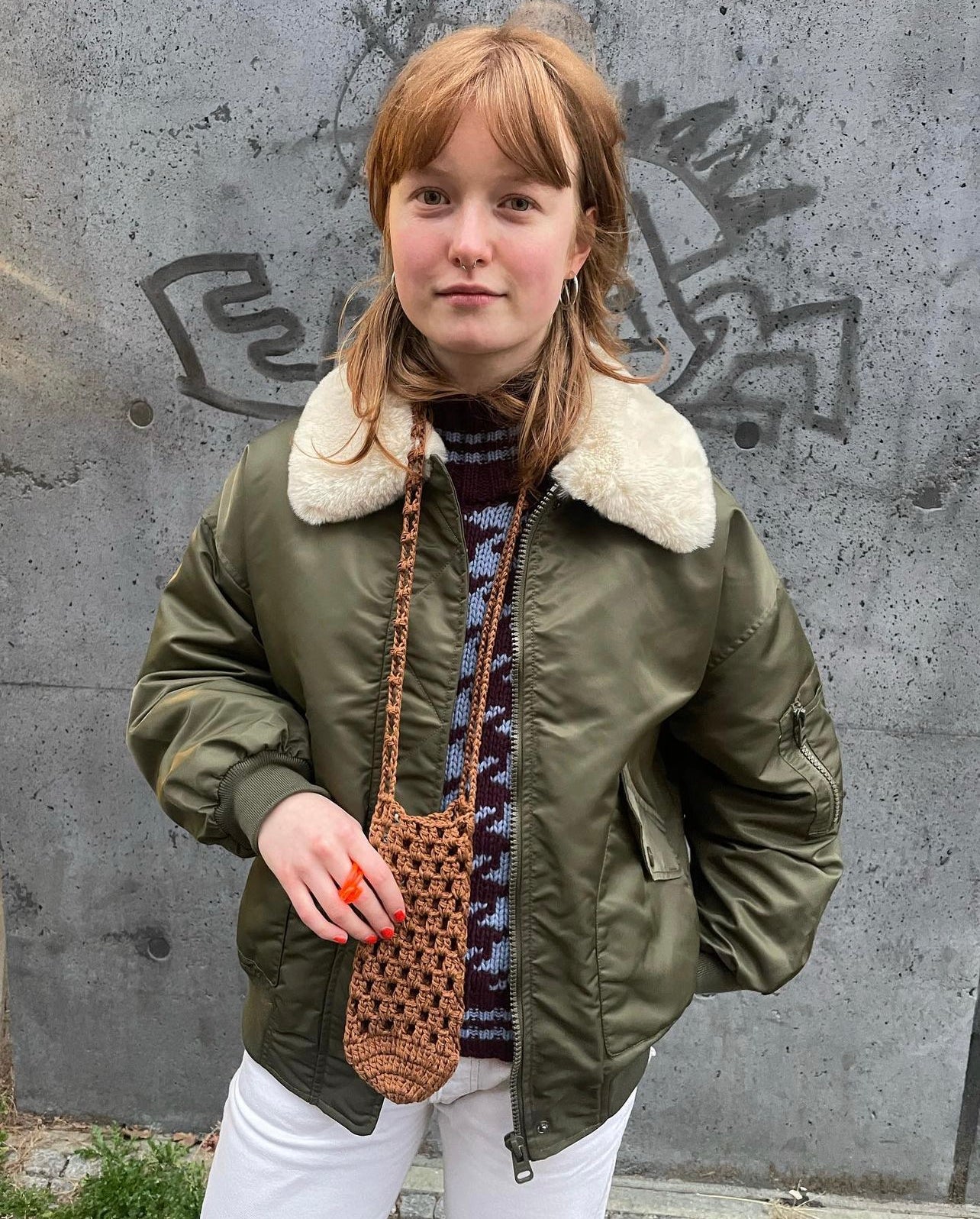 Crochet Tumbler holder bag in brown