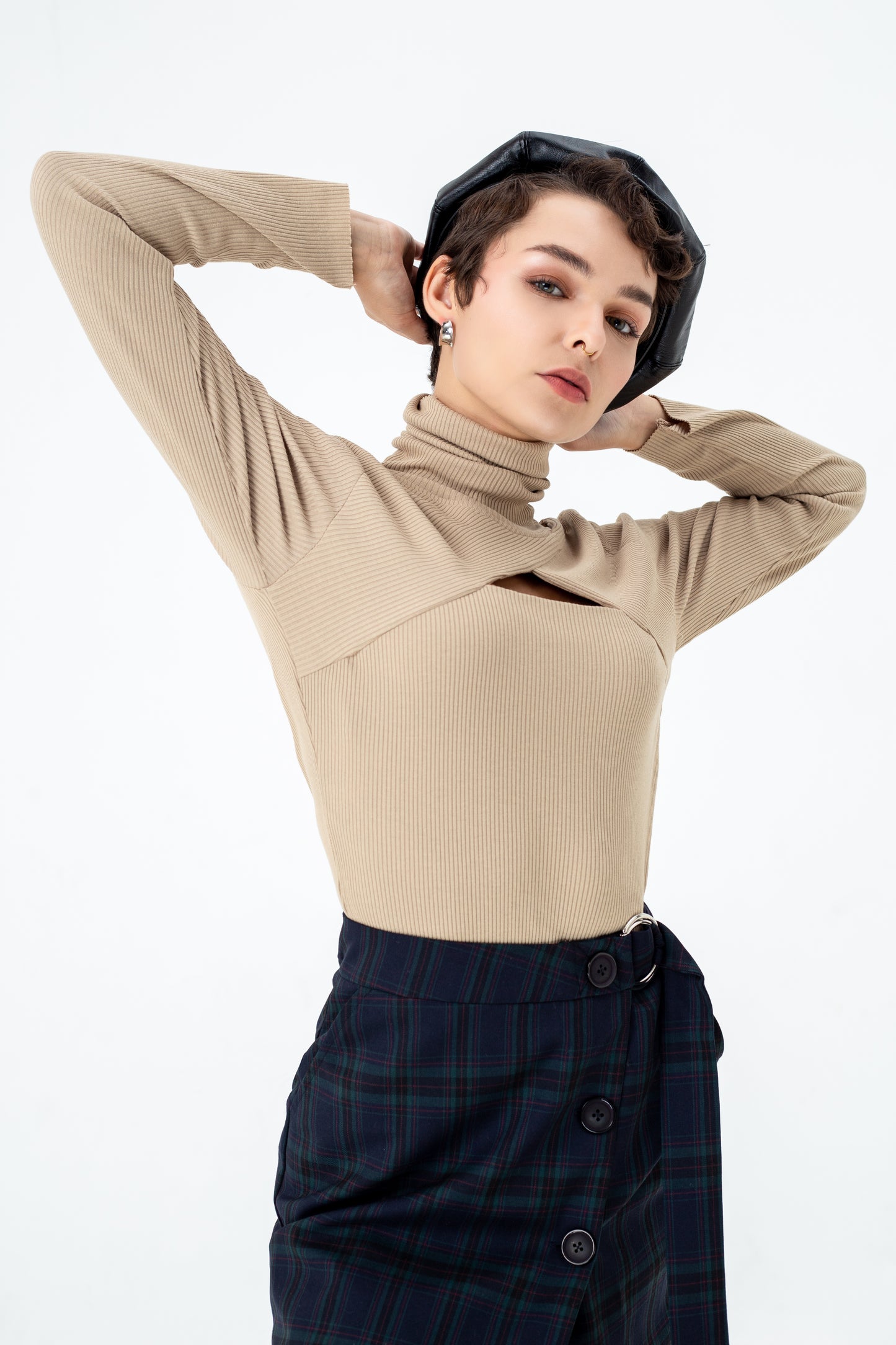 LAGEMMA Cut-out Turtleneck Sweater in Black