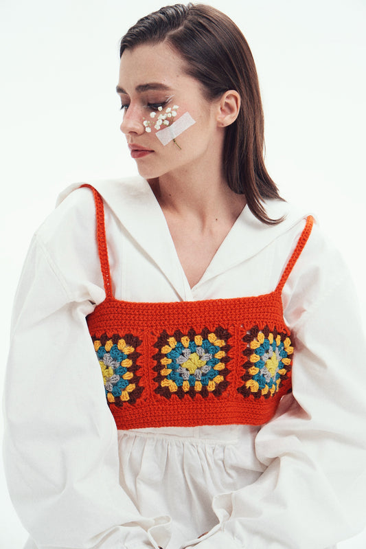 Hand Embroidery Crochet Crop Top