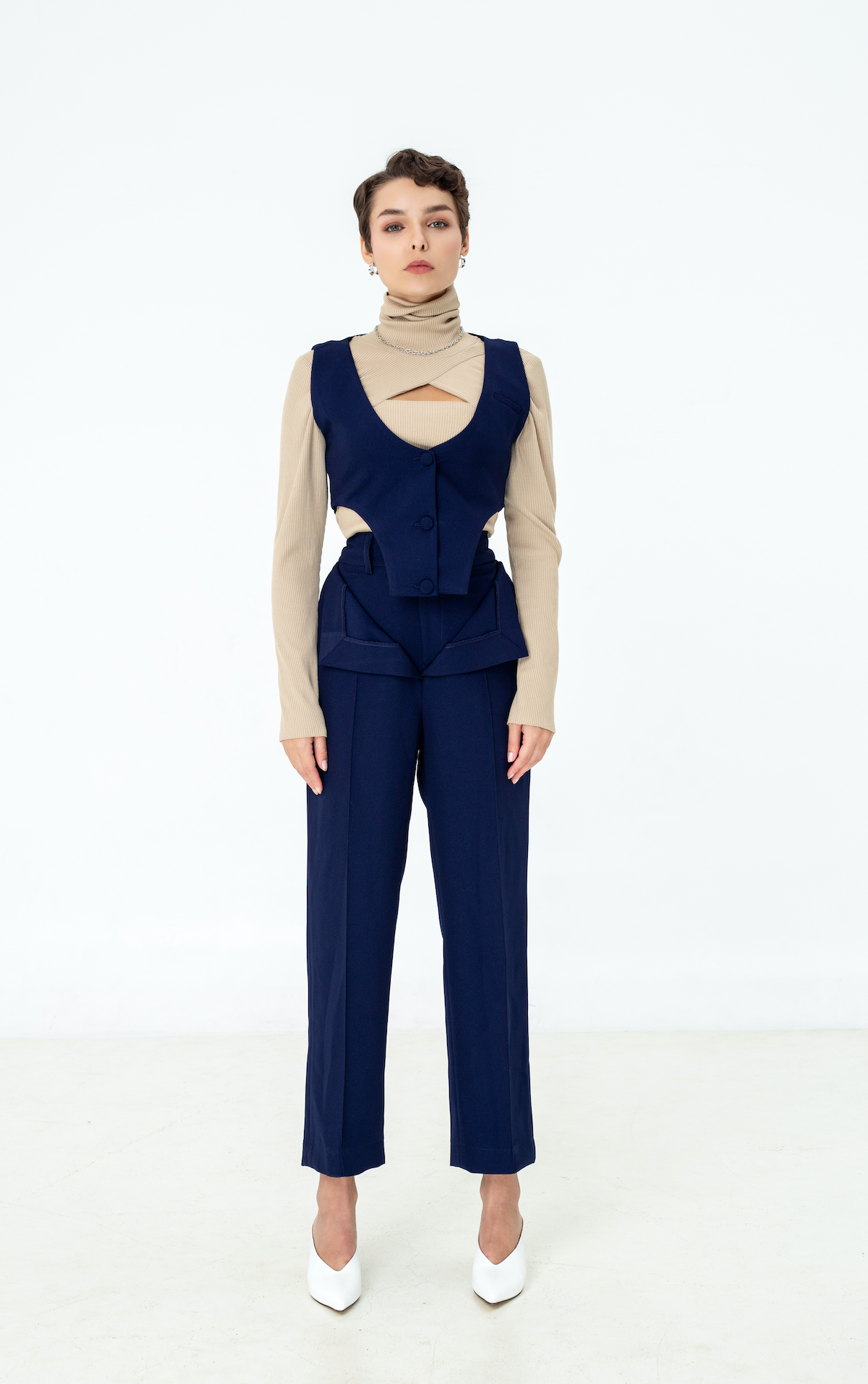 LAGEMMA layered pants in navy