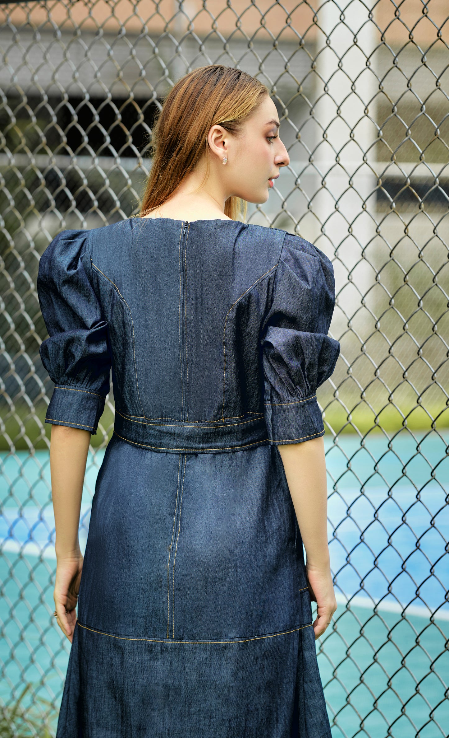 Signature denim midi dress in navy