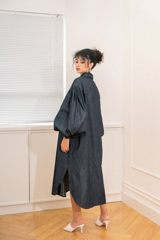 PETER PAN COLLAR DENIM SHIRTDRESS