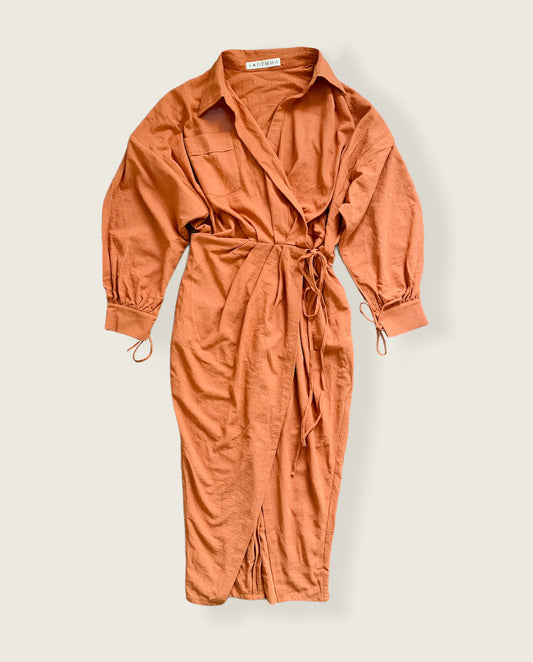 ORANGE WRAP DRESS