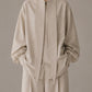 Long collar linen shirt in cement white