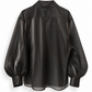 Long collar organza shirt in black