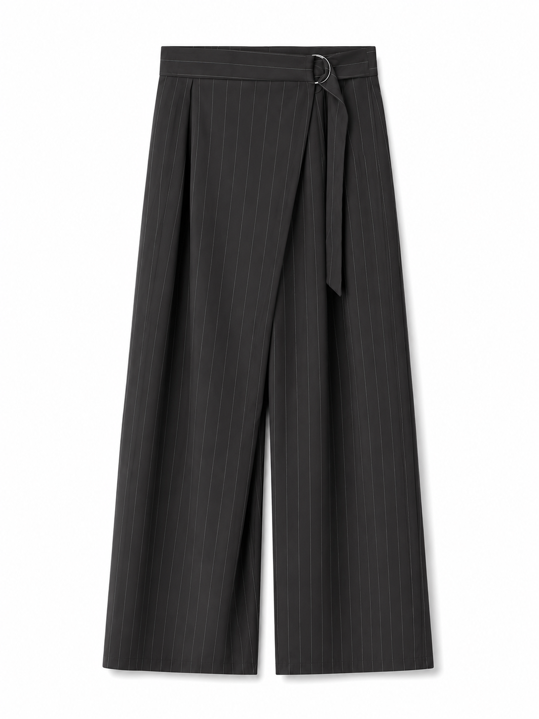 Pinstripe Crossover Pants in Grey