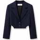 Navy Pinstripe Cropped Blazer