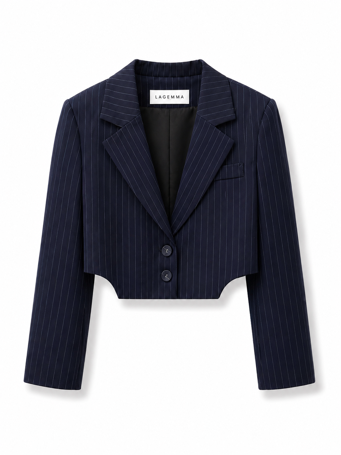 Navy Pinstripe Cropped Blazer