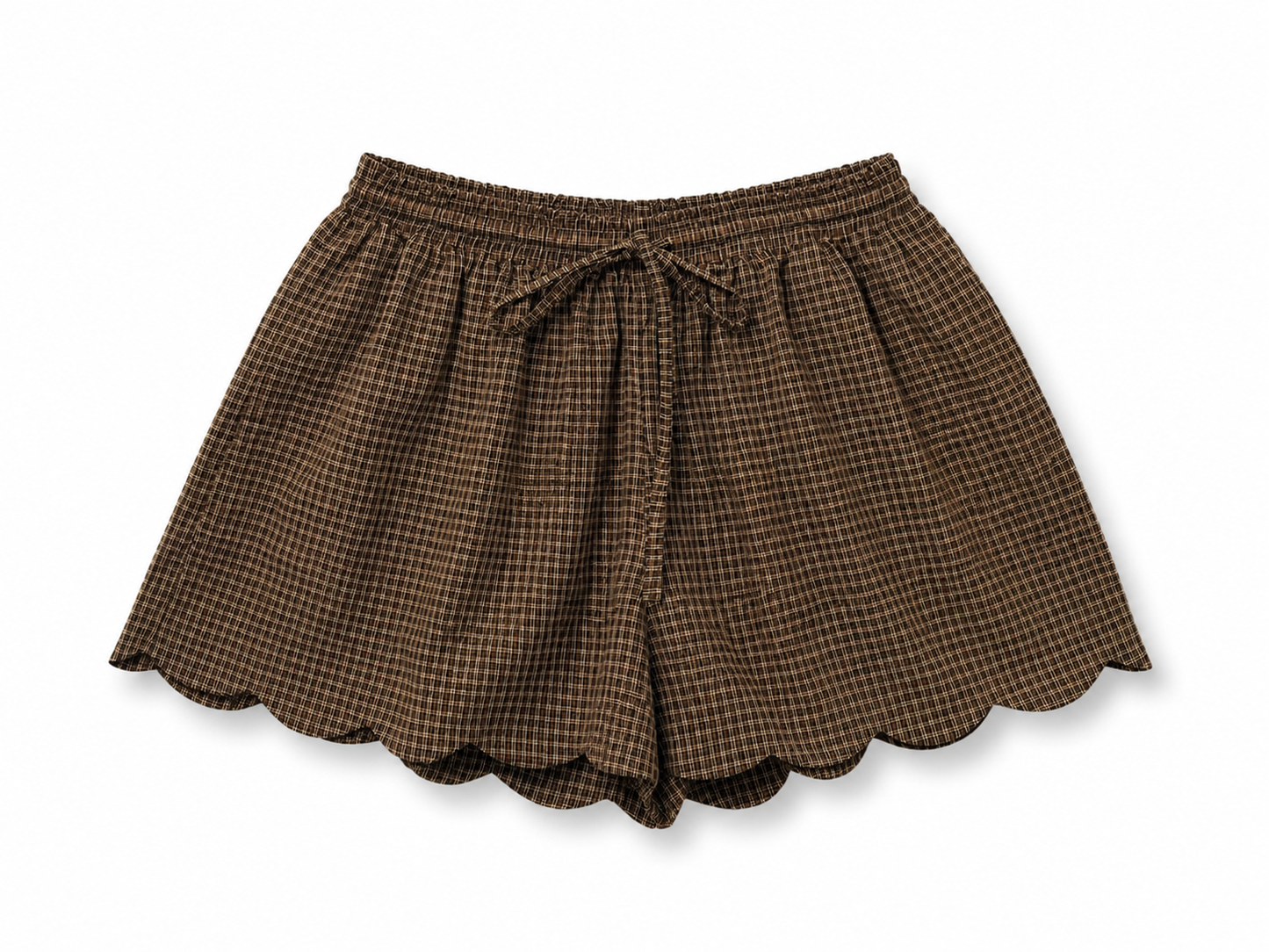 Scalloped check shorts